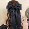 Lace Hair Bow Clip Coquette Fashion Bow Barrettes with Long Tail Ribbon for Women Christmas Valentines Wedding Prom Accessories