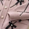 Girl's Bow Sweater Cardigan+Knitted Wide Leg Pants Two-piece Set