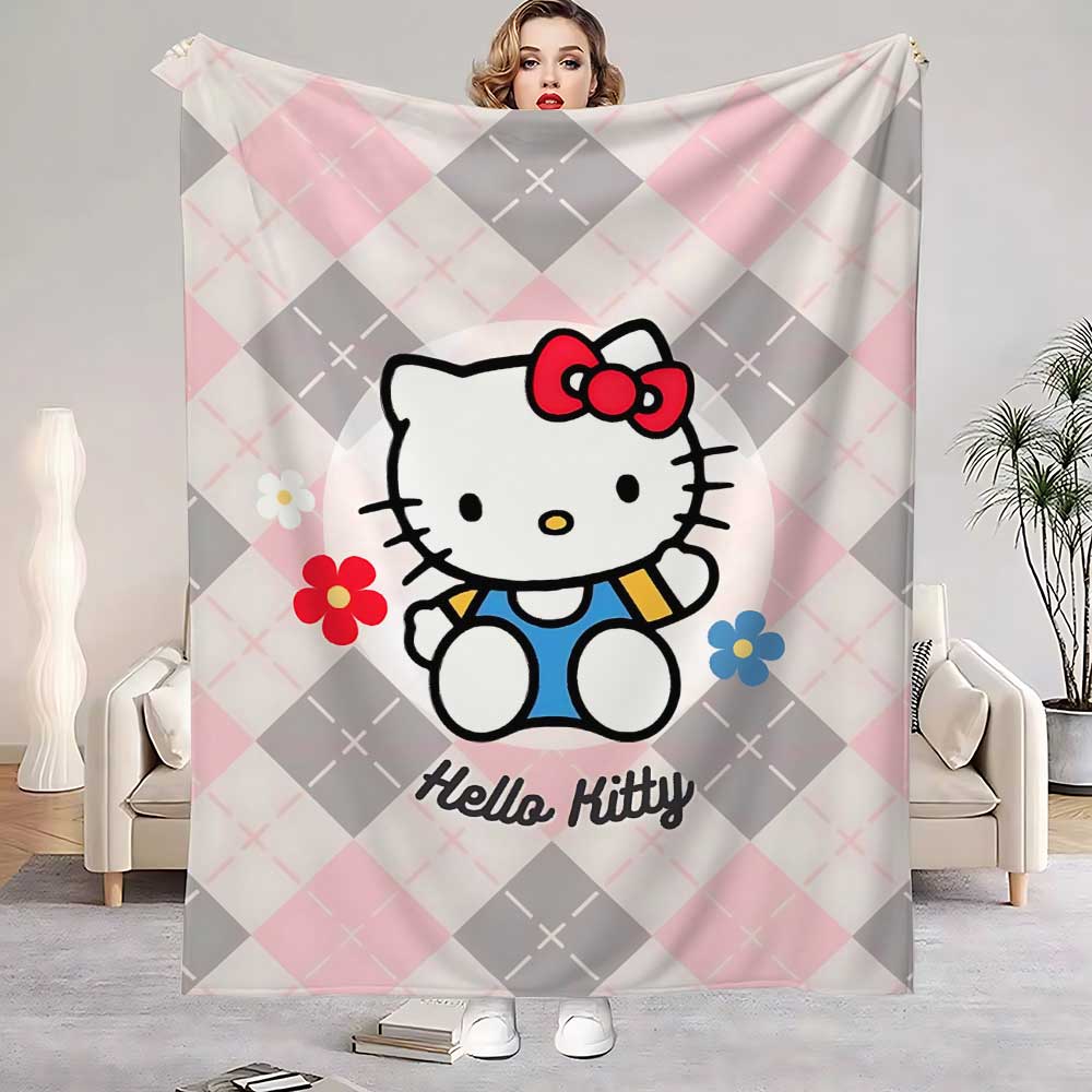Kawaii Hellos Kittys Decorative Blanket Bed Fluffy Plaid Luxury Bedding Sofa Blankets King Size Interior for Home Throw Knee Nap 75x90cm