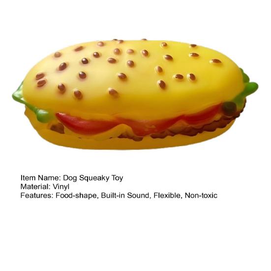 Dog Squeaky Toy Vinyl Chew Toys with Built-in Sound Realistic Burger, French Fries, and Hot Dog Toy for Interactive Play Teeth Cleaning and Anxiety