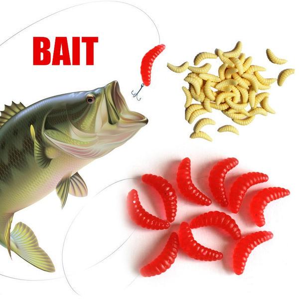 Confezione da 50 Amo da Pesca Morbido, Verme Odoroso da 2 cm Gamberetti Fluorescenti, Esca Sospendente per Pesci Esca Jigging