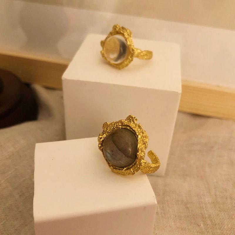 Elegant Style French 925 Silver Open Adjustable Ring With Unique Design Geometric