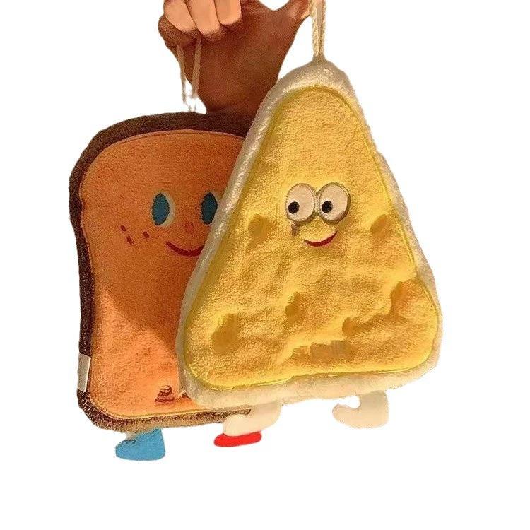 Quick-Dry Cartoon Cheese Hand Towel - Coral Fleece for Kids