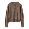 Women's Trendy 100% Wool Cardigan Coat - Large Button, Soft Fluffy, Solid Color, Loose Open-Front Sweater Outerwear for 2025