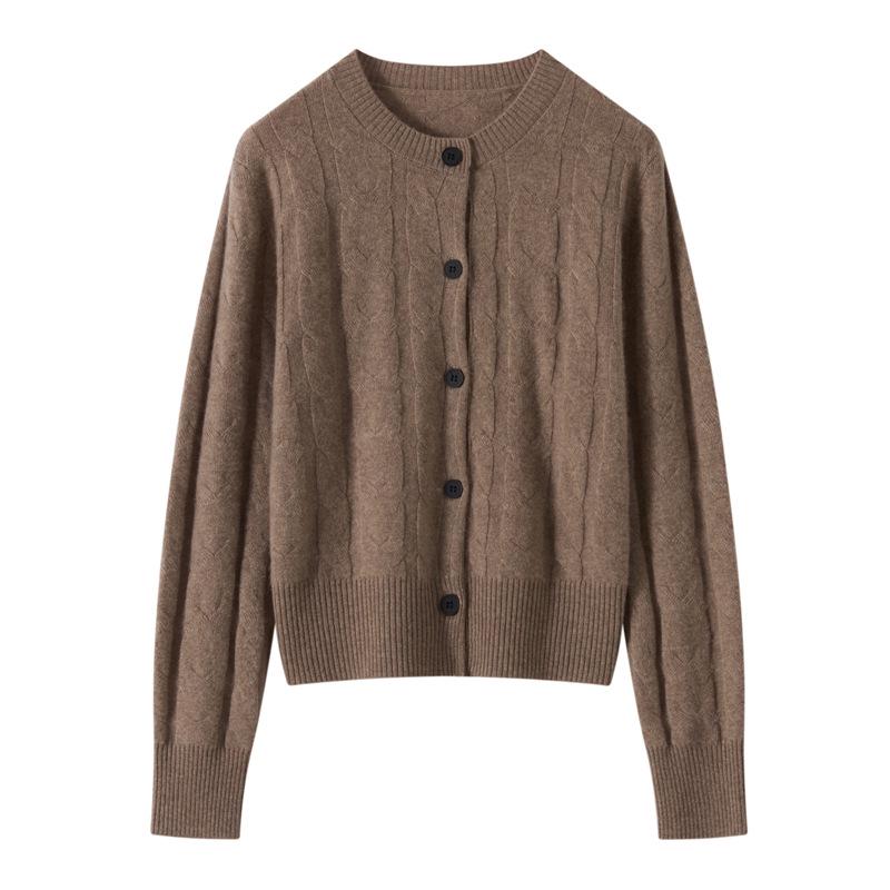 Women's Trendy 100% Wool Cardigan Coat - Large Button, Soft Fluffy, Solid Color, Loose Open-Front Sweater Outerwear for 2025