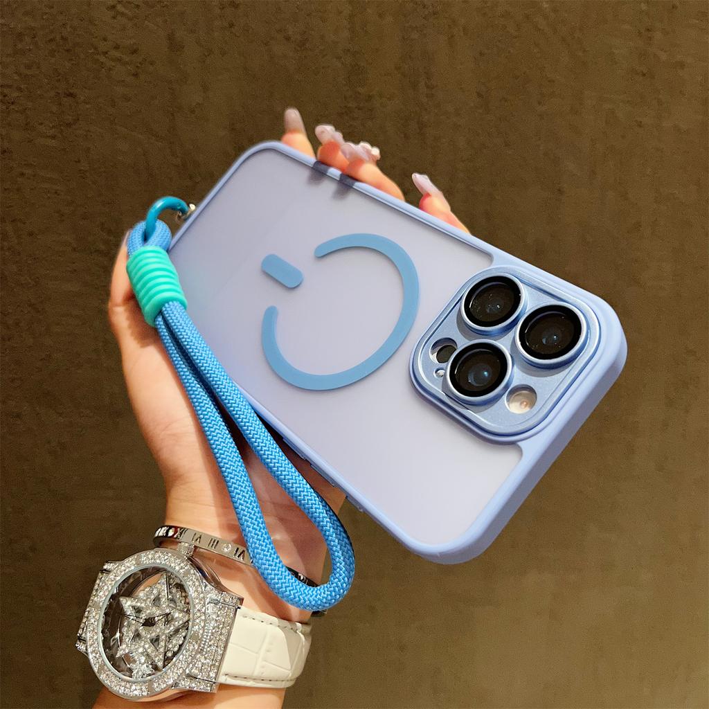 With Lanyard Translucent Hard Magnetic Case For iPhone 17 Air 16 15 14 13 12 11 Pro Max Plus Magsafe Wireless Charging Cover