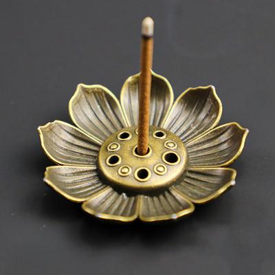 1PC Legierung Weihrauch Brenner Stick Halter Platte Buddhismus Lotus Räuchergefäß Bronze Kapuzinerkresse Weihrauch Brenner