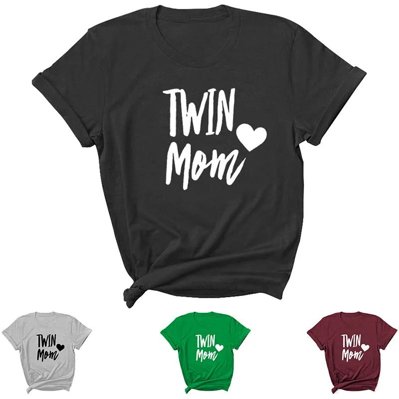 

Twin Mom Letter Print Women T Shirt Short Sleeve O Neck Loose Women Tshirt Ladies Tee Shirt Tops Clothes Camisetas Mujer XXXL королівський синій колір