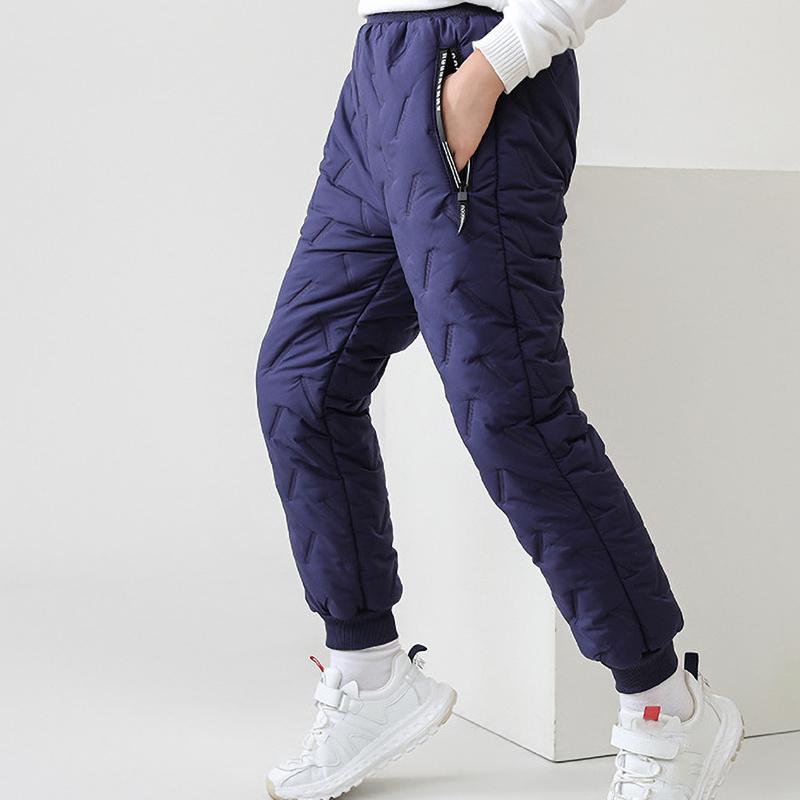 Pantalones de algodón para niños, pantalones de invierno gruesos para niños, pantalones cálidos de algodón y lana de cordero, pantalones casuales de felpa para niños