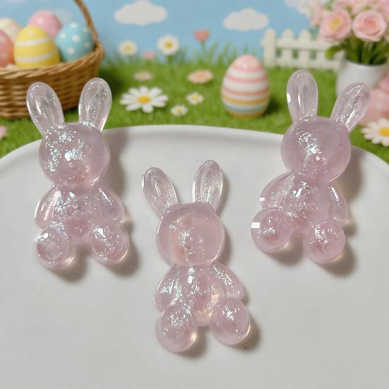 10 st Glittrig Akryl Kaninberlock Mini Påsk Sittande Kanin Dekoration 3D Djurfigur DIY Hantverk Handgjorda Projekt Material Tillbehör