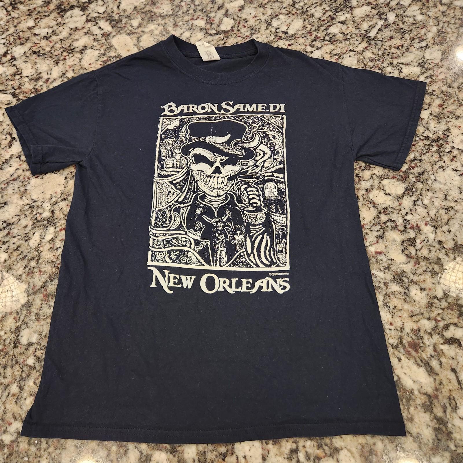 Voodoo Baron Samedi T-SHIRT - Top Hat Sugar Skull Creepy Halloween Mardi Gras S S