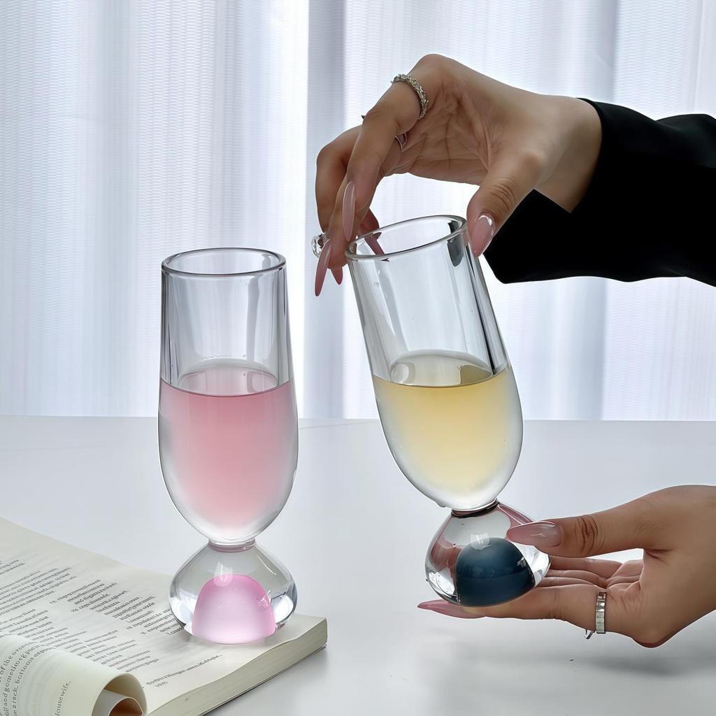 Colorful Round Bottom Glass Cup for Drinks