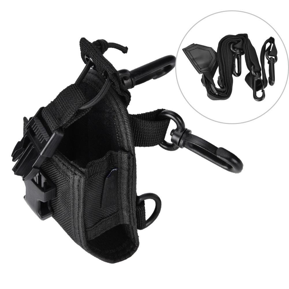 Portable Nylon Shoulder Strap Belt Case Holder Bag Pouch for Walkie Talkie Two Way Radio  Black