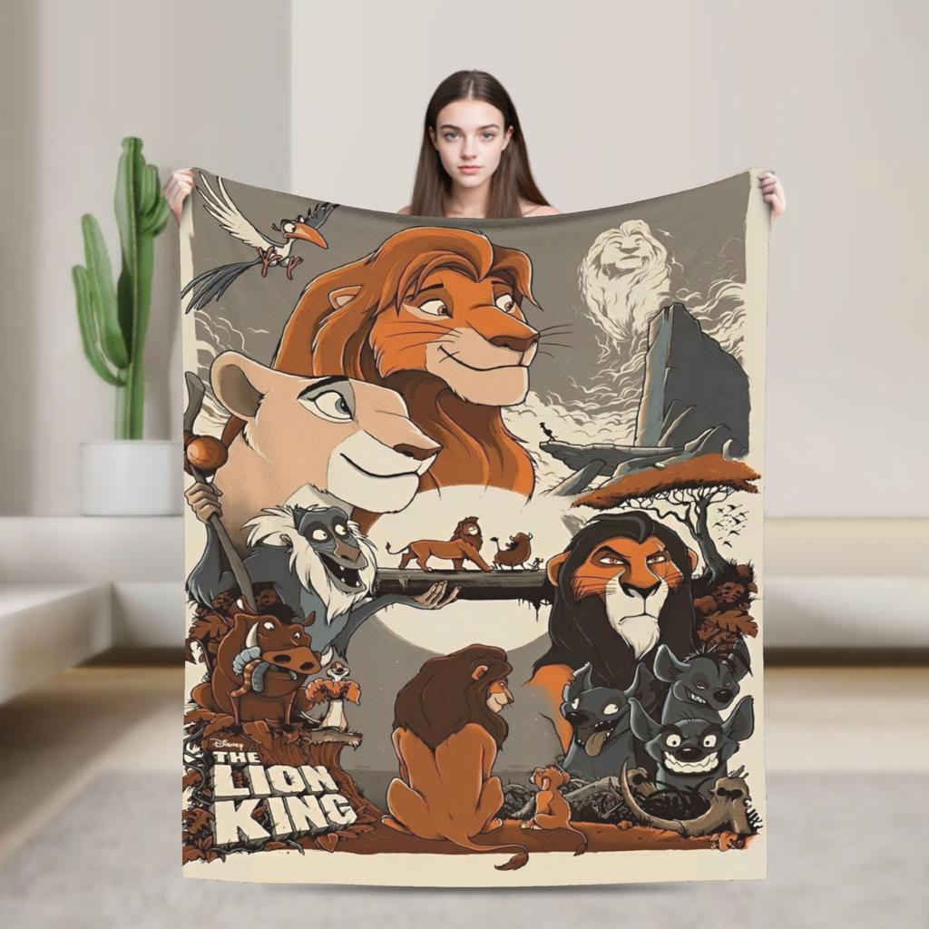 Simba Le Roi Lion Housse de Couverture Anime Couvertures Jetées en Flanelle Literie Canapé Portable Doux Chaud Couvre-lits