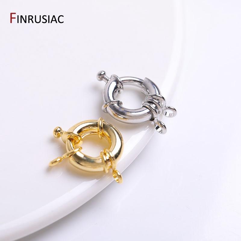11mm/13mm/15mm 18K Gold Plated Brass Metal Round Spring Clasps Steering Wheel Sailor Clasp For Jewelry Making Fittings Wholesale