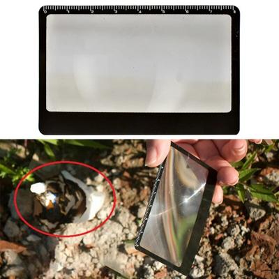 Card Shaped Magnifier with Scale Portable Pocket Solar Igniter Fire Starter Measuring Outdoor Camping Multi-tool