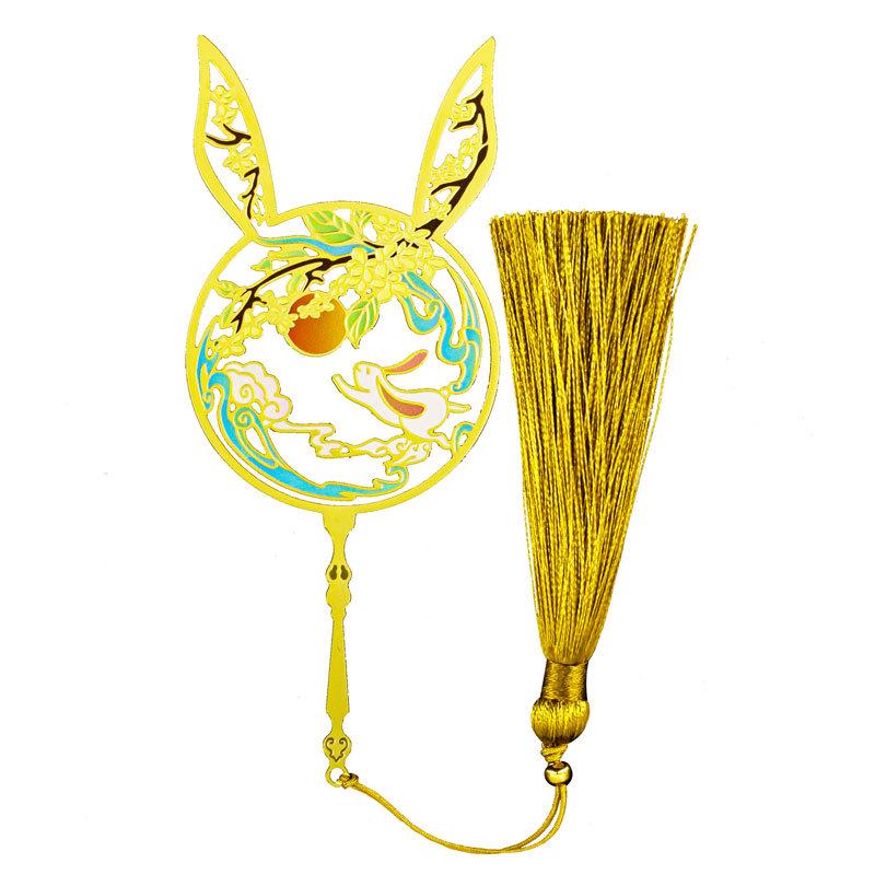 Moon-Leaping Osmanthus Rabbit Fan-Shaped Bookmarks: Chinese Style Mid-Autumn Festival Gifts