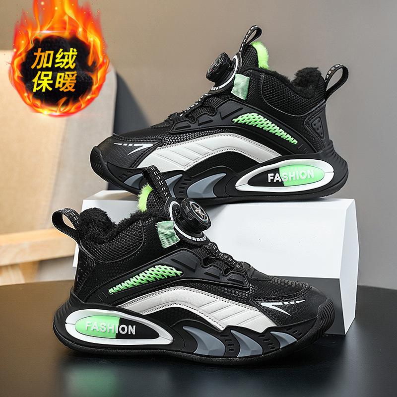 Boys' Sneakers Autumn Mesh Breathable Spring and Autumn Rotating Button Children's Shoes Boys Running Shoes Super Lightweight