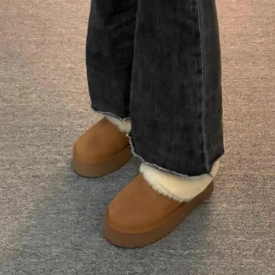 

Ботинки Женские туфли на толстой платформе с щиколоткой, элегантные, с низким каблуком, круглым носком, женские зимние ботинки из замши, женские рабочие модные ботинки 35