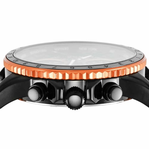 Angel Clover Mondo Solar Watch, Black/Orange Dial, Stainless Steel, Solar Battery, 44mm, Men's, MOS44BK-BK, Official Warranty