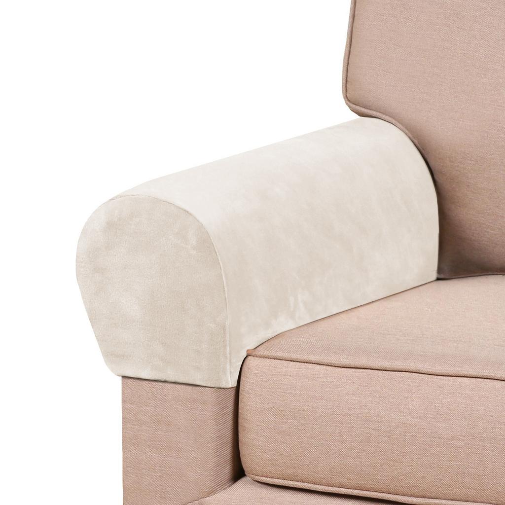 2026 Velvet Armrest Cover All-inclusive Sofa Thickened Silver Fox Velvet Protective Cover Elastic Solid Color Cover Two-piece Set