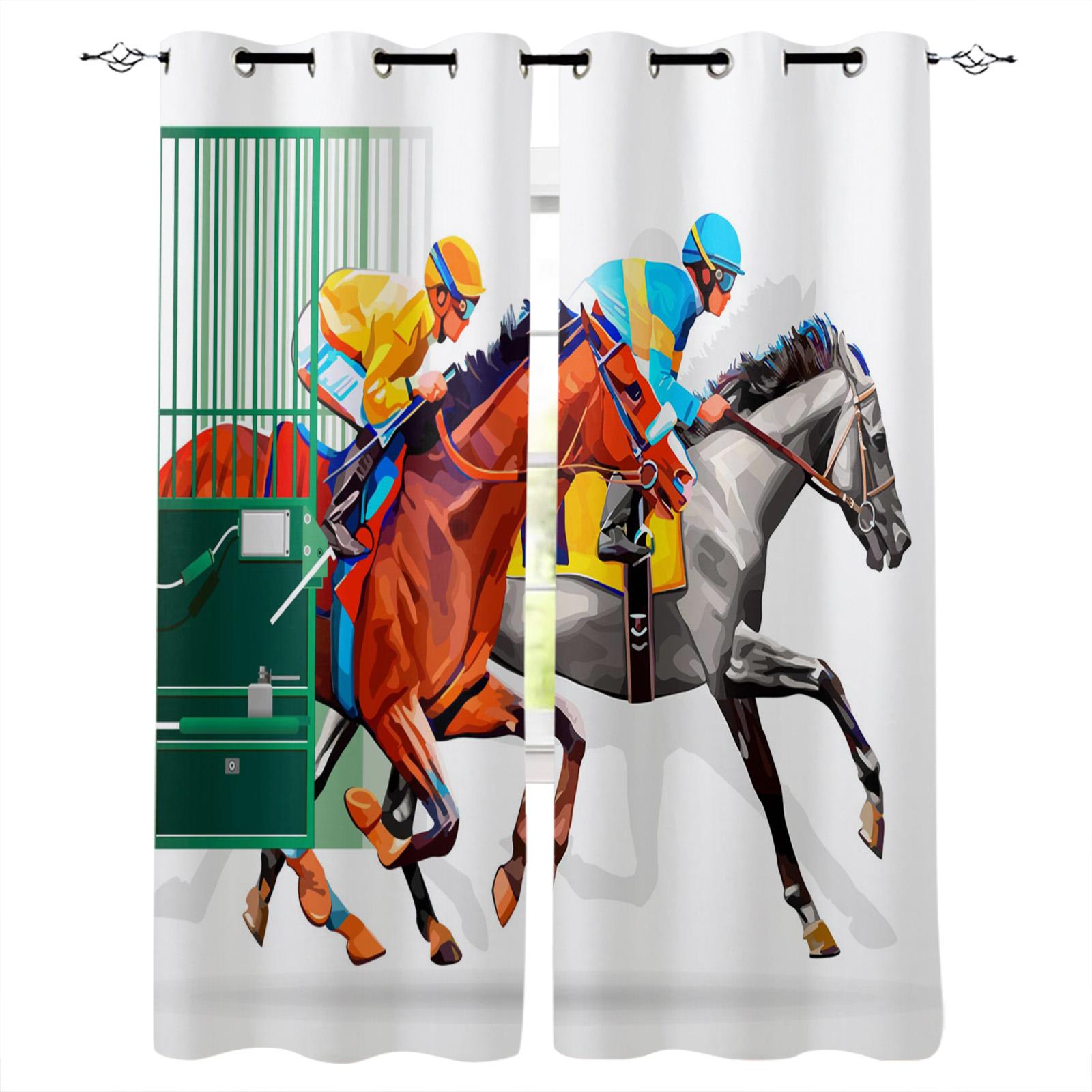 Шторы на окно с изображением лошади — фото 16