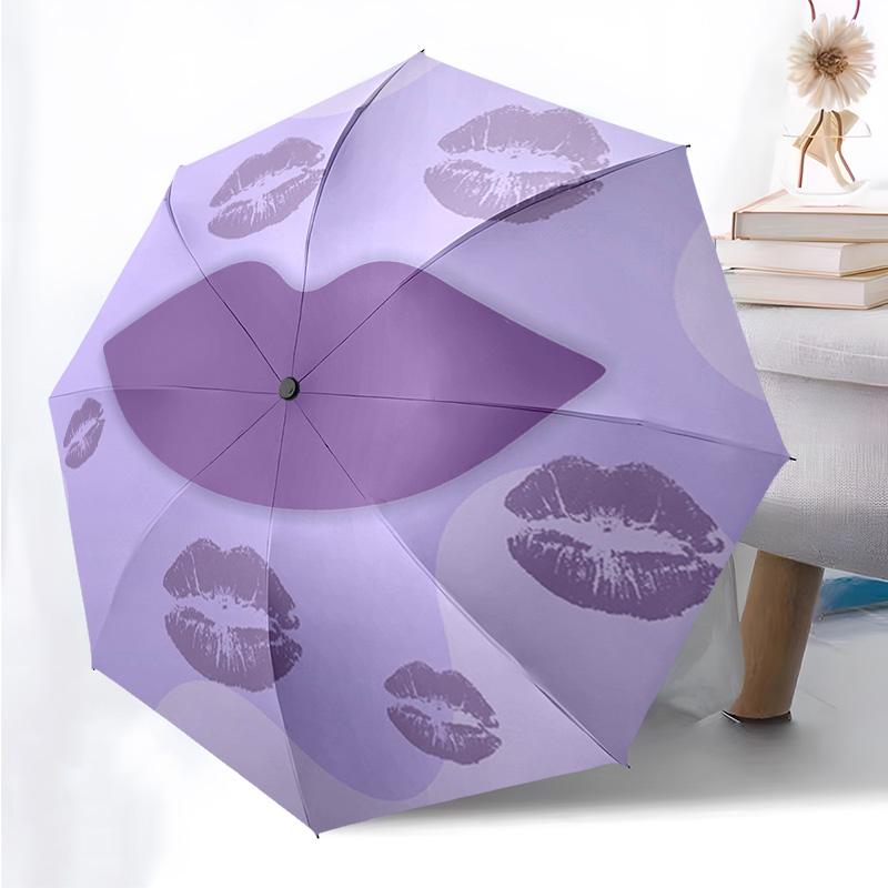 Makeup Girl Series Folding Umbrella Fashion Auto-Open 8 Iron Ribs Plastic Handle Foldable Sunshade Perfect Christmas Gifts