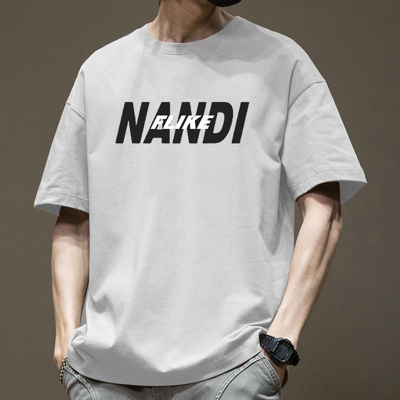 Short Sleeve Loose Cotton Top Crew Neck Print T-Shirts Men’s S