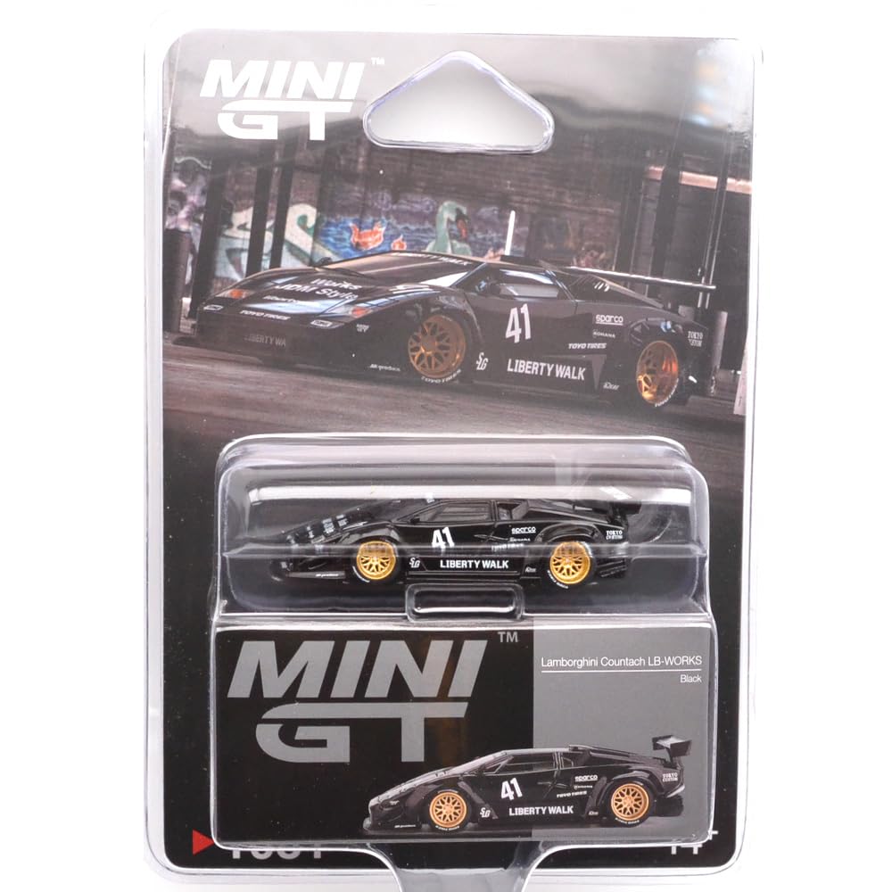 MINI GT Scale MiJo TOYS LAMBORGHINI COUNTACH USA MiJo Toys Limited Edition Lamborghini Countach 164 - LB-WORKS (BLACK) LB-WORKS (Black) MGT01081-BL