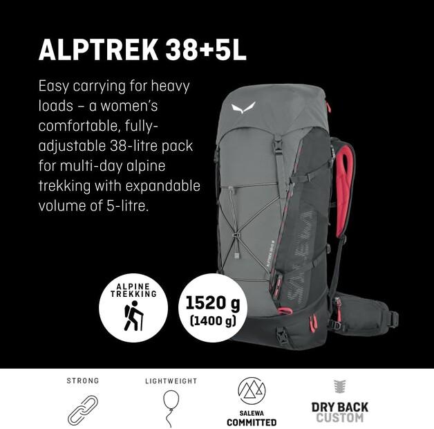 Backpack Salewa Alptrek 38+5 Quiet Shade/fluo Coral (Women's) (00-0000001257-3872)