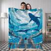 1pc Whale & Girl Throw Blanket - Soft Flannel All-Season Lightweight Bedspread, for Home, Travel, Camping, Office - Modern Marin