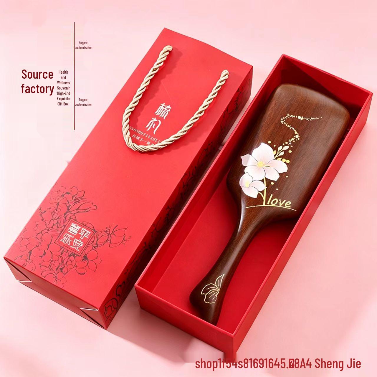 Sandalwood Massage Hair Comb - Portable Air Cushion Wood Brush for Women