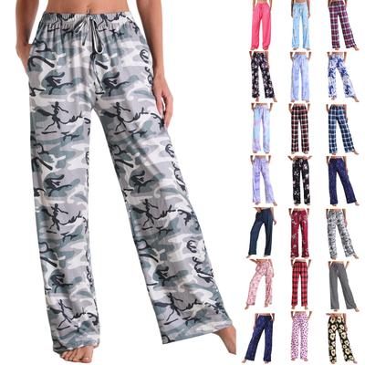 Women's Fashion Casual Print Elastic Waist Home Workout Sweatpants Straight Leg Pants