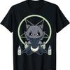 Black Cat Vampire Dracula And Kawaii Moon For Halloween T-Shirt
