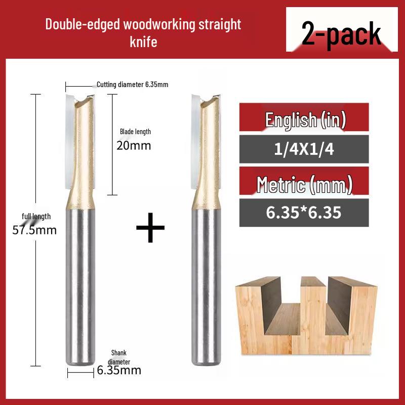 Tiangong Double-Edged Woodworking Carving & Trimming Milling Cutter, Lengthened Wood Milling & Grooving Tool.