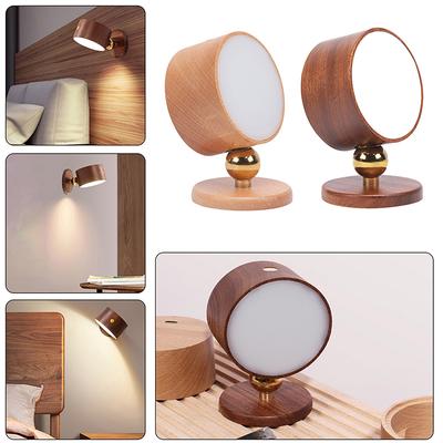 360° Rotating Magnetic LED Wall Lamp Bedside Lamp Reading Light Beech Wood/Sapele Wood Wardrobe Bathroom Bedroom Gift