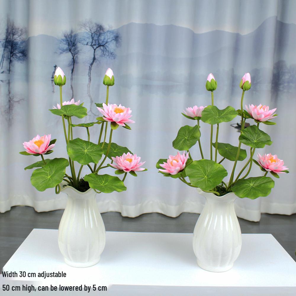 Artificial Silk Lotus Flower Ornament for Buddha Altar - Decorative Bonsai Guanyin Flower