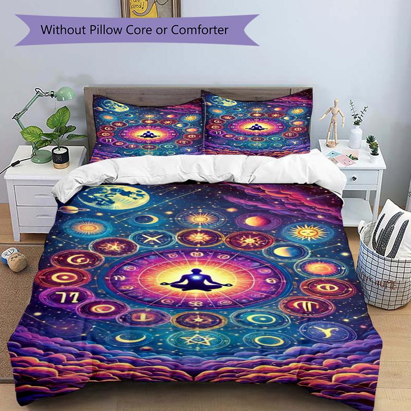 3pcs Cosmic Meditation Duvet Cover Set, Soft Comfortable Duvet Cover,Guest Room (1*Duvet Cover + 2*Pillowcase, Without Core) yy251104126