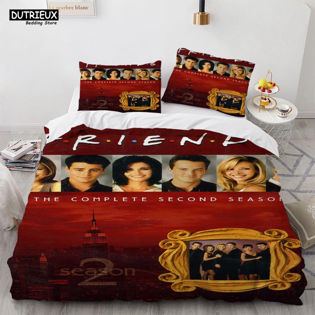 Neue Freunde Sets Bettbezug mit Kissenbezug Twin Full Queen King Doppel Einzelgröße Bettbezug Frauen Erwachsene Teenager Bettwäscheset