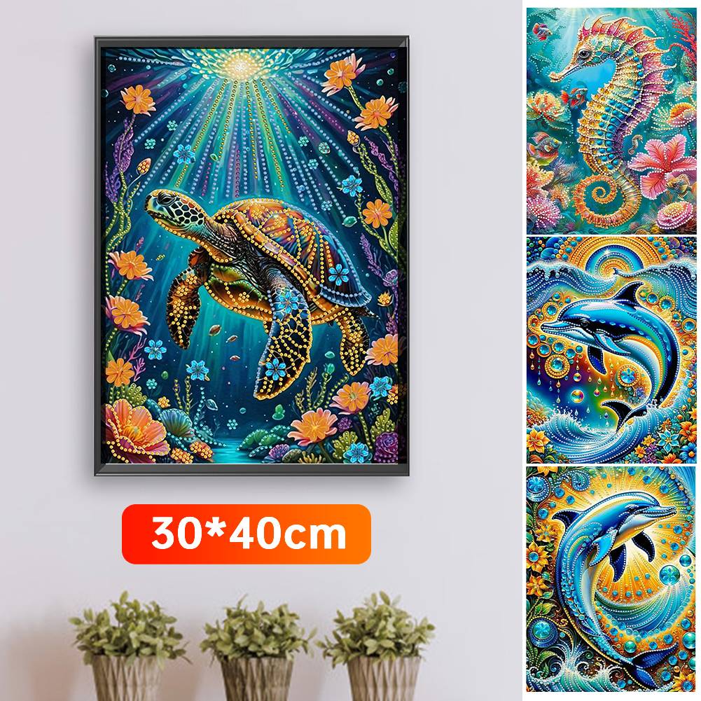5D DIY Teilweise Speziell Geformter Bohrer Diamantmalerei Set 30 * 40cm Osterdeko Delfine Meeresbewohner Dekor Haus Schlafzimmer Dekor