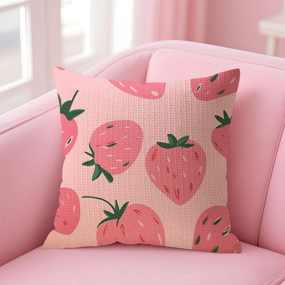 Strawberry Colorful Cushion Cover Natural Linen Pillow Case DoubleSided Print Decorative Sofa Pillowcase Home Decor Gift