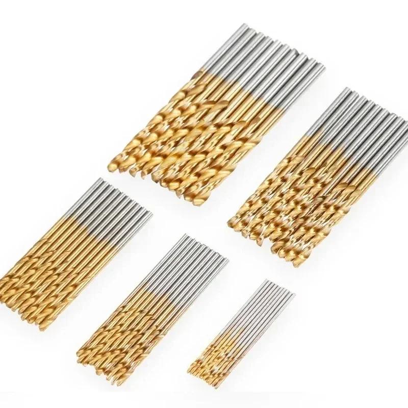 

Набор из 50 сверл из быстрорежущей стали, сверла с титановым покрытием, высококачественные спиральные сверла 1/1,5/2/2,5/3 мм