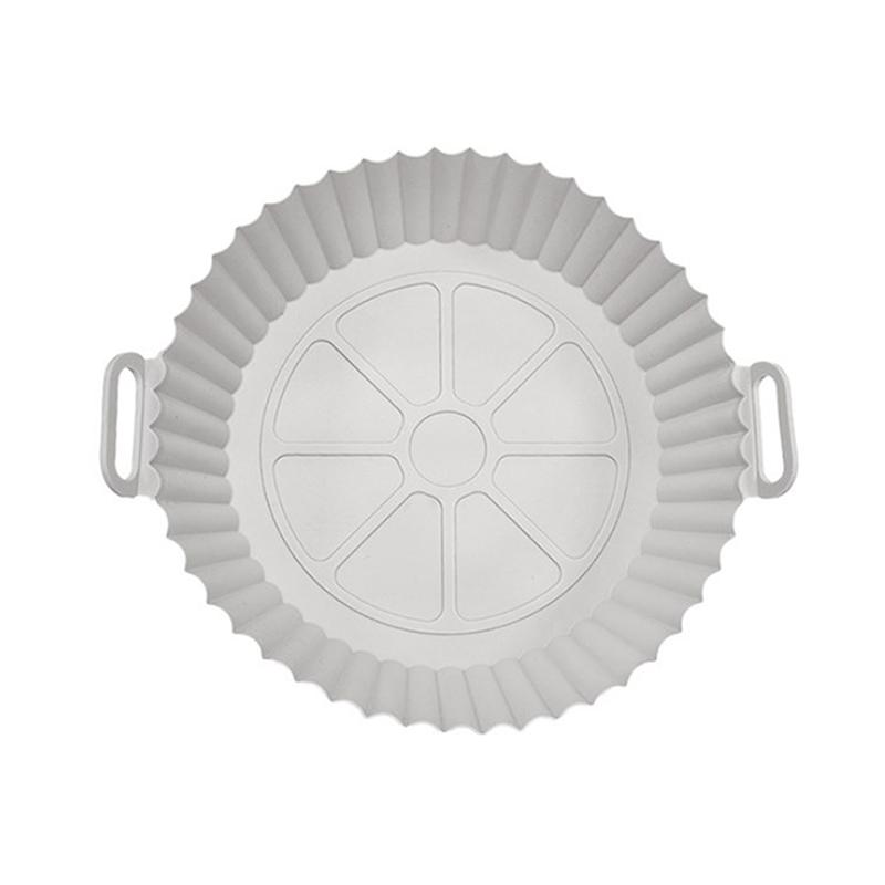 

1 шт. силиконовый коврик для выпечки для фритюрницы, круглый, устойчивый к высоким температурам, складной пищевой противень с двумя ушками серый