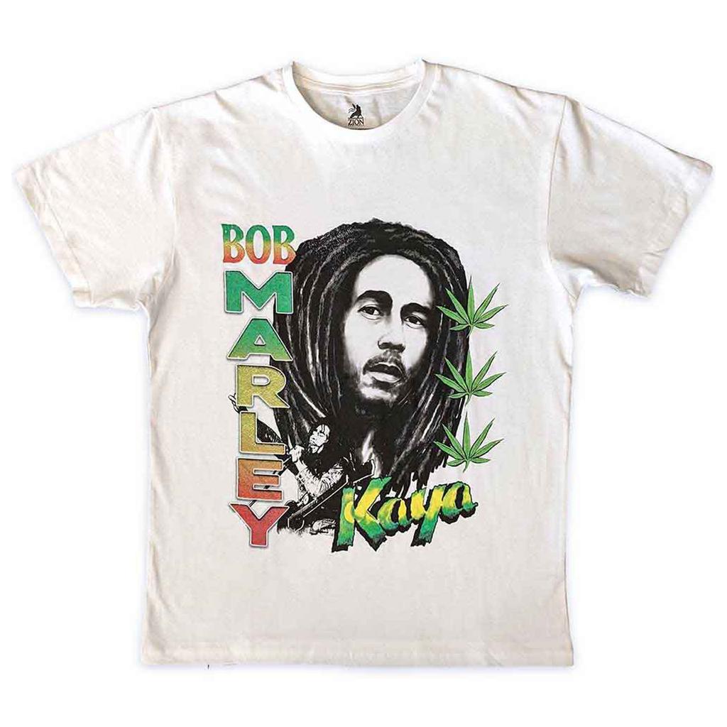 Maglietta Bob Marley Kaya Illustrazione Logo nuova Ufficiale Unisex Bianca