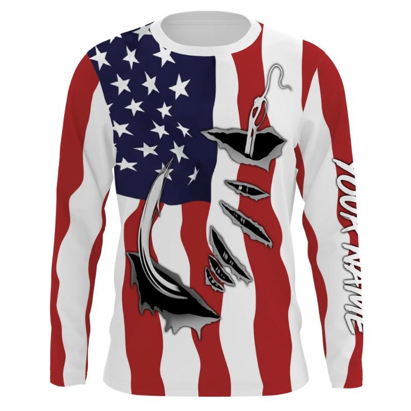 Crappie Fishing Long Sleeve T-shirt Men Green Fish Print Performance UPF Quick Dry Fishing Tops Clothing
