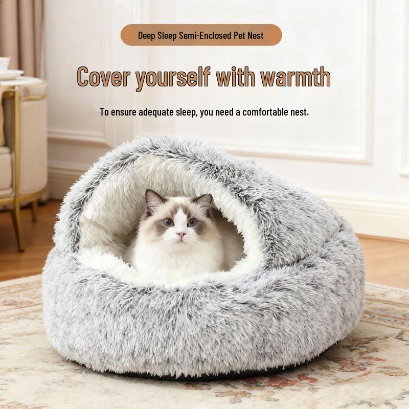 Cozy Semi-Enclosed Winter Pet Nest for Dogs & Cats