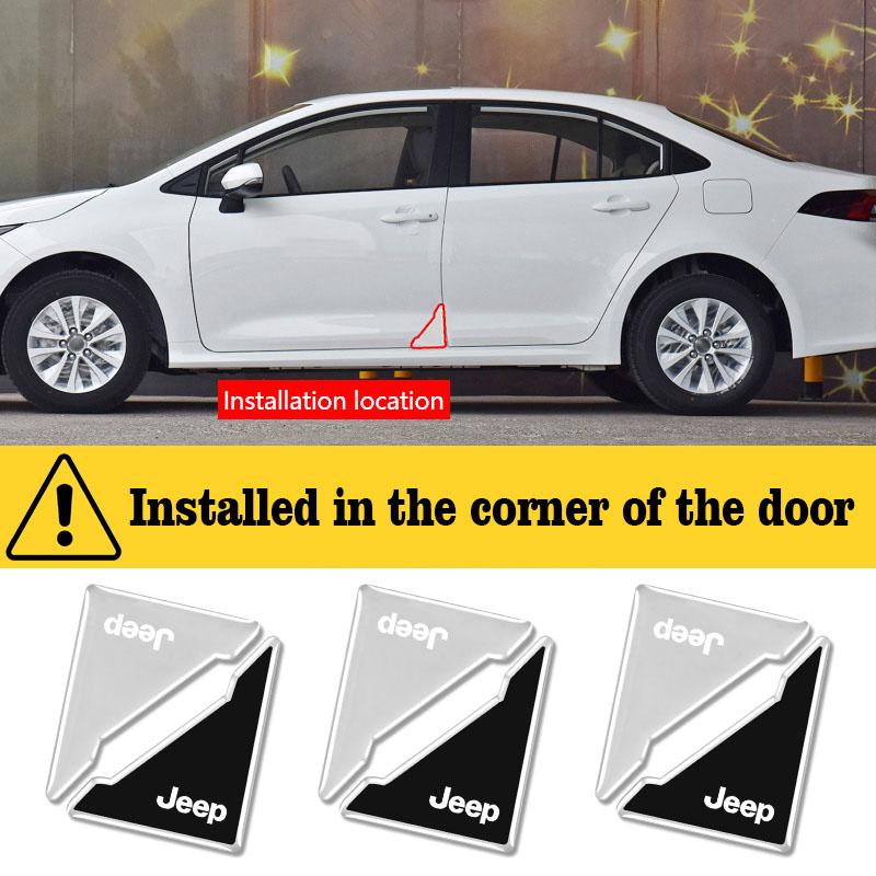 4Pcs Car Door Corner Cover Anti-Scratch Protection Sticker For Jeep Grand Cherokee Wrangler JK Gladiator Compass Renegade