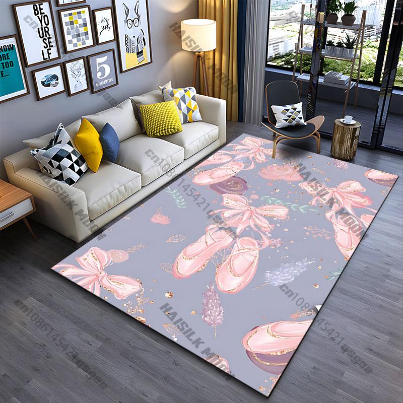Ballet Shoes with Floral Decorations Carpet Yoga Living Room Room Decor Children's Crawling Mat Doormat Area Rug