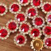 50P 10/12Mm Round  Glass Sewing Stone Glue-On Claw  Gold Base Button Sew On  For Diy Clothes Crafts