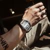 Men Wristwatch Automatic Quartz Clock Male Rhinestone Arabic Numeral Dial Watch